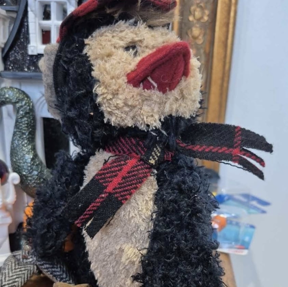 GANZ Plush Penguin Bird Toy - Black and Red